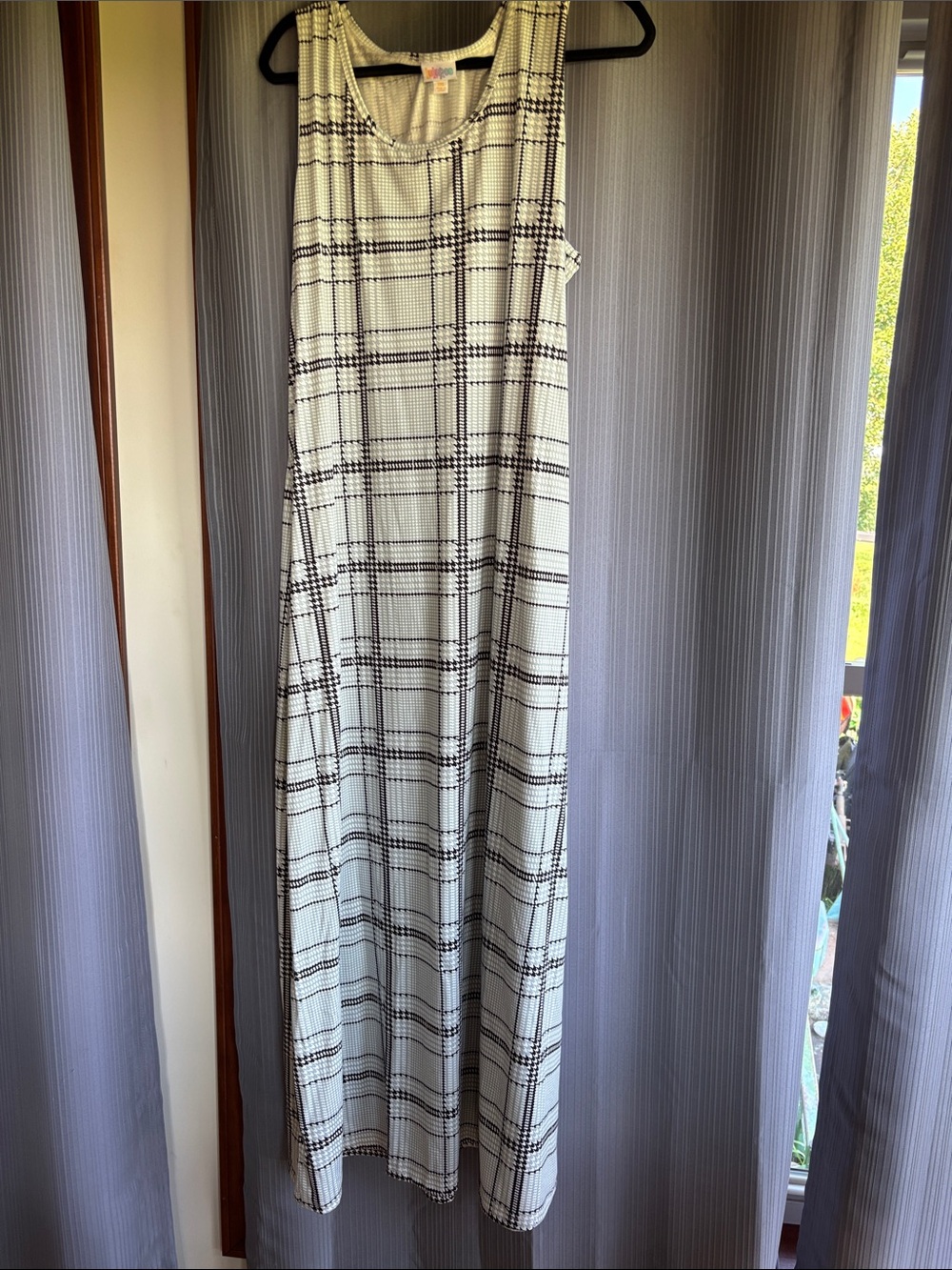 LuLaRoe Black and Light Gray Plaid Tank Top DRESS